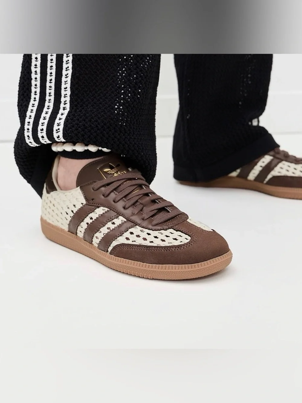 adidas samba OG Women’s Brown & Cream Woven Samba Sneakers - Picture 2 of 8